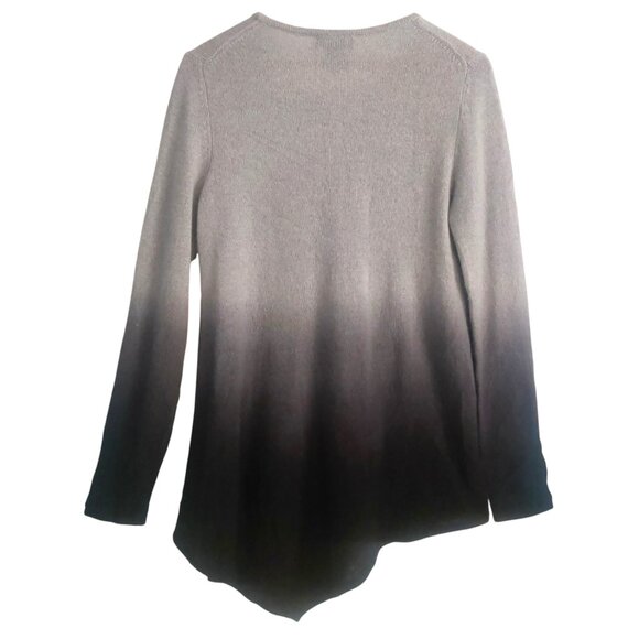 Lord & Taylor 100% Cashmere Sweater Large Flowy Gray Ombre Long Sleeve Crew Neck - Picture 3 of 8